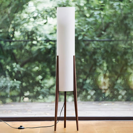 Trendy Modern Cylindrical Shade Tripod Floor Lamp Image - 2