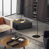 Trendy Modern Gold Circle and Arc Metal Floor Lamp Image - 1