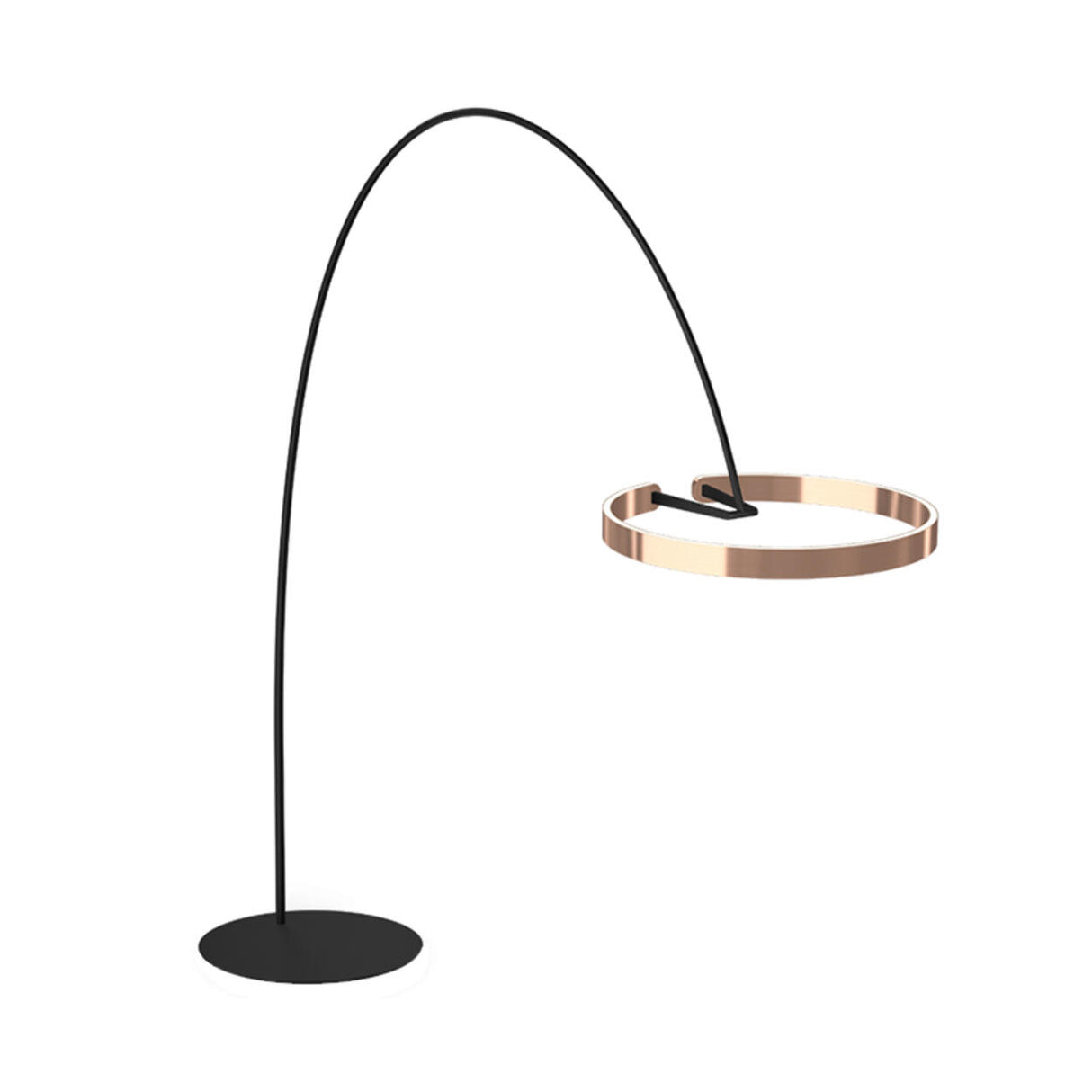 Trendy Modern Gold Circle and Arc Metal Floor Lamp Image - 5