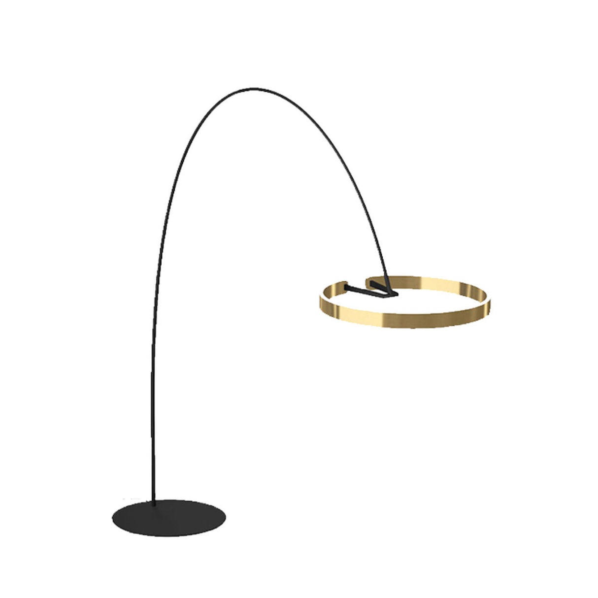 Trendy Modern Gold Circle and Arc Metal Floor Lamp Image - 6