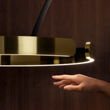 Trendy Modern Gold Circle and Arc Metal Floor Lamp Image - 8