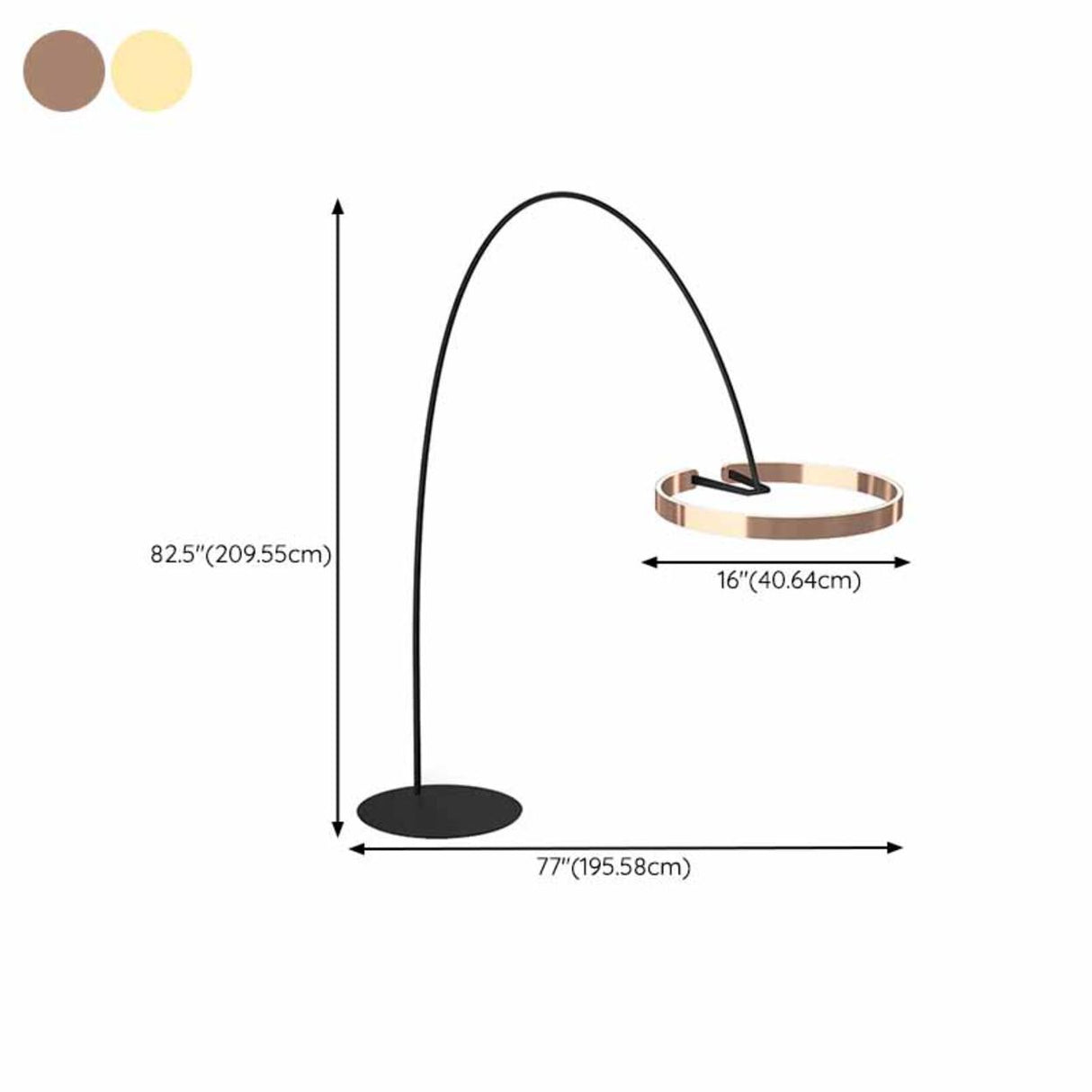 Trendy Modern Gold Circle and Arc Metal Floor Lamp 