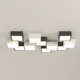 Trendy Modular Black-White Cube LED Flush Mount Light Image - 10