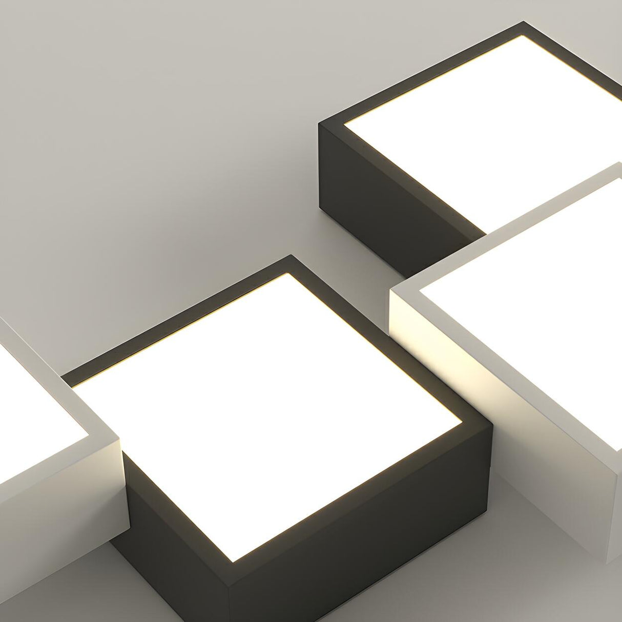 Trendy Modular Black-White Cube LED Flush Mount Light Image - 11