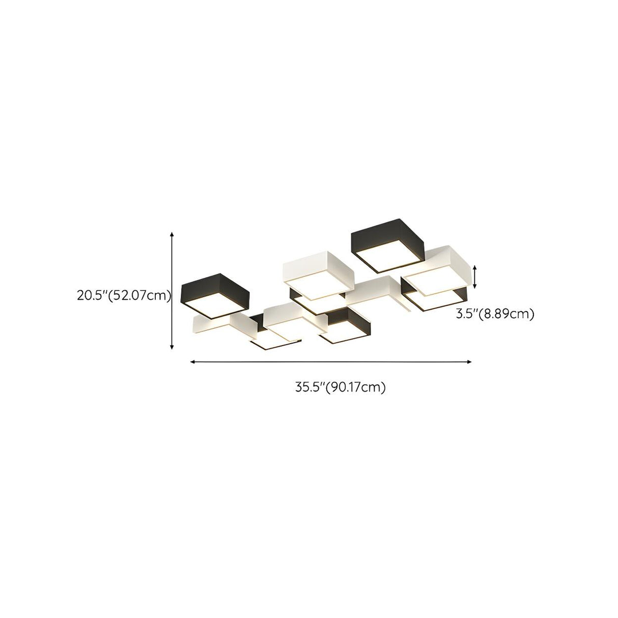 Trendy Modular Black-White Cube LED Flush Mount Light 