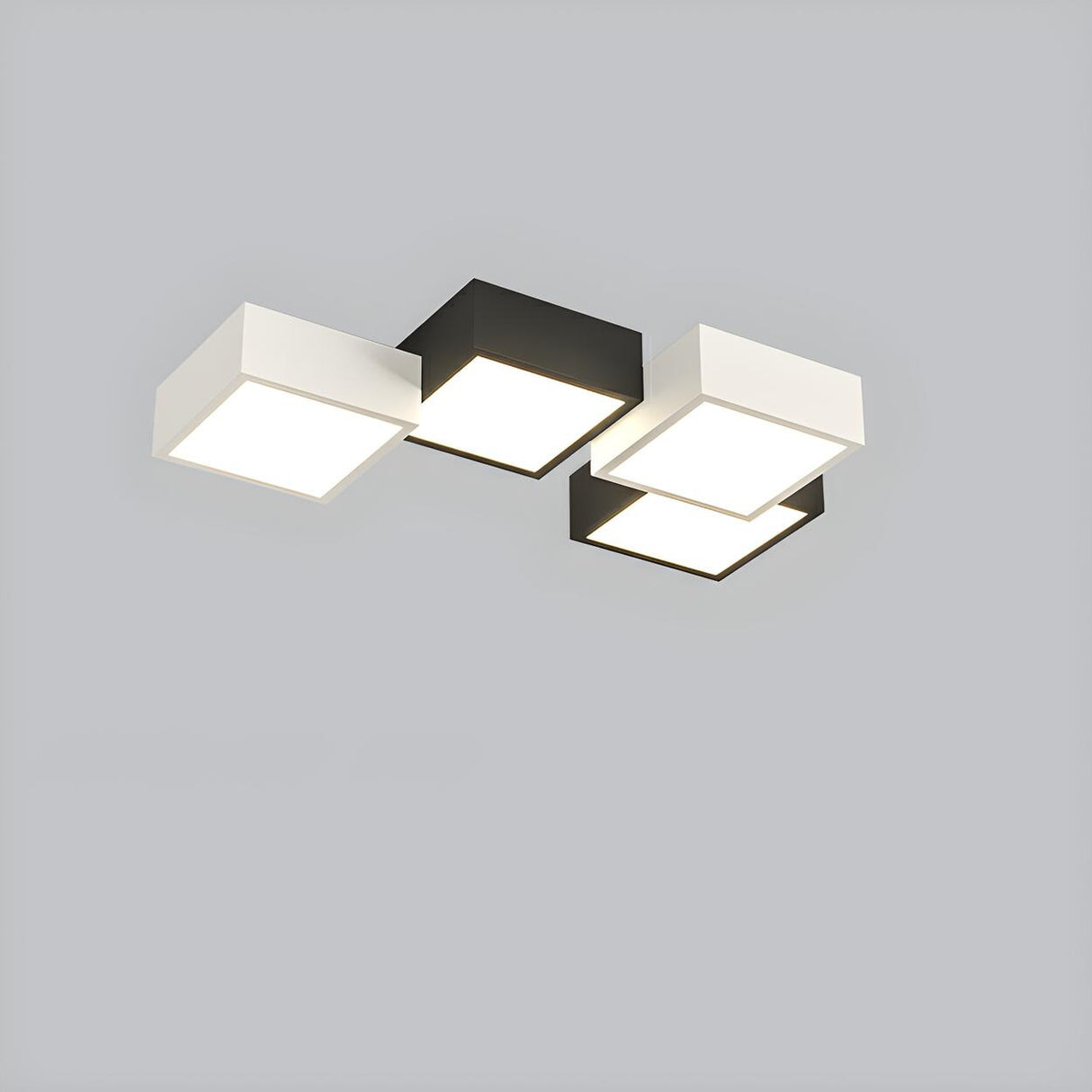 Trendy Modular Black-White Cube LED Flush Mount Light Image - 2