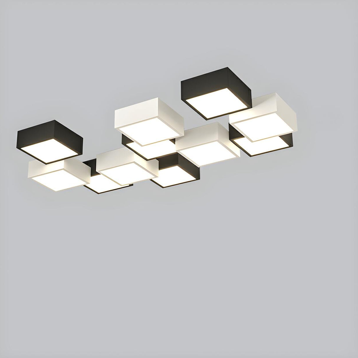 Trendy Modular Black-White Cube LED Flush Mount Light Image - 5