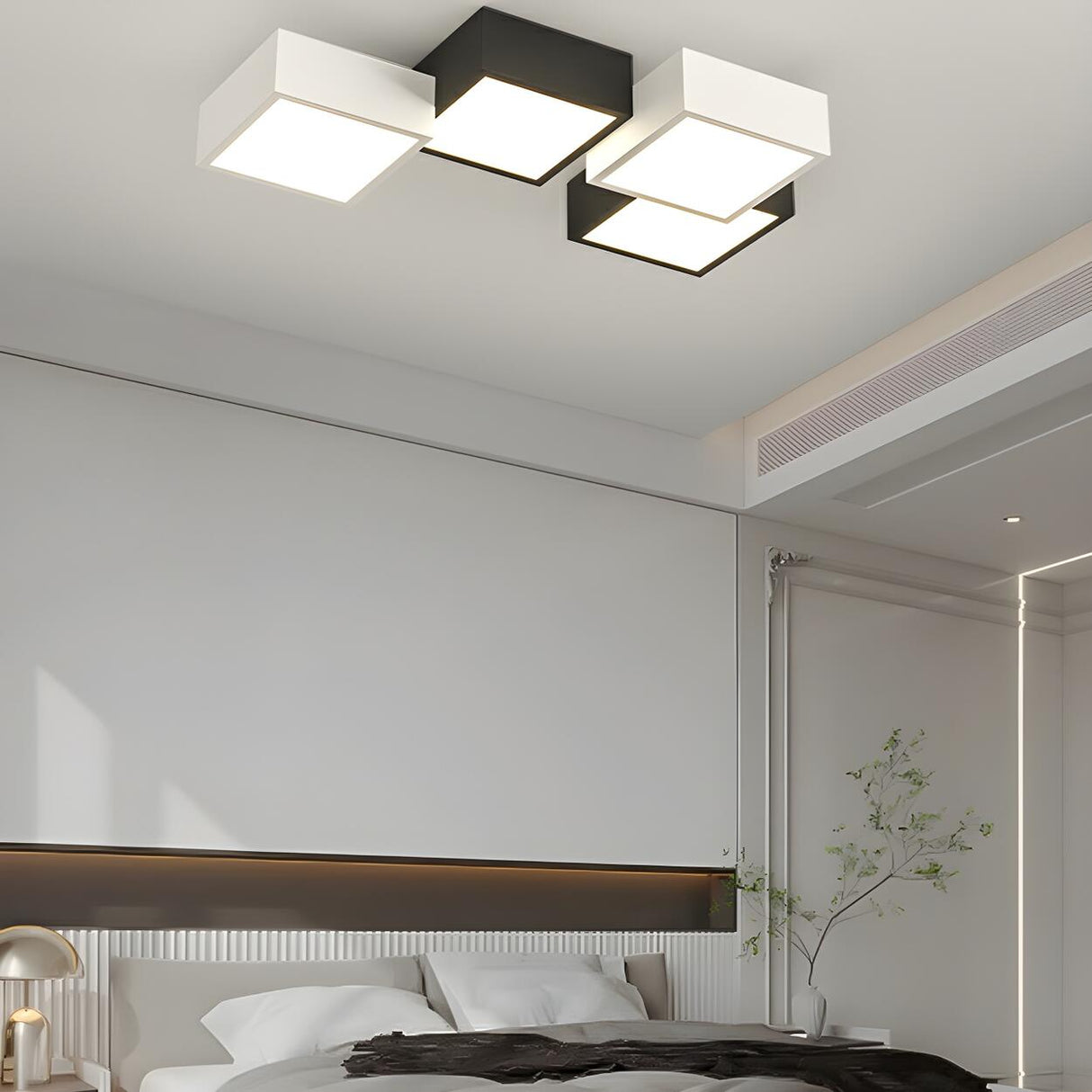 Trendy Modular Black-White Cube LED Flush Mount Light Image - 7