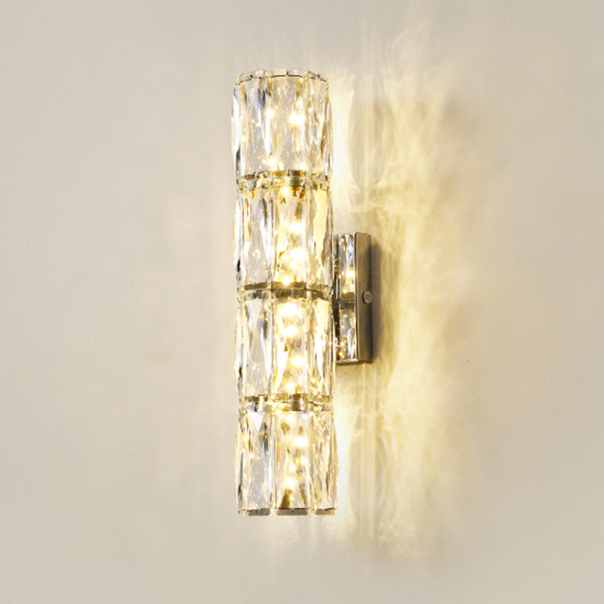 Trendy Multi-Faceted Gold Crystal Bedroom Wall Lamp Image - 12