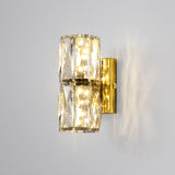 Trendy Multi-Faceted Gold Crystal Bedroom Wall Lamp Image - 2