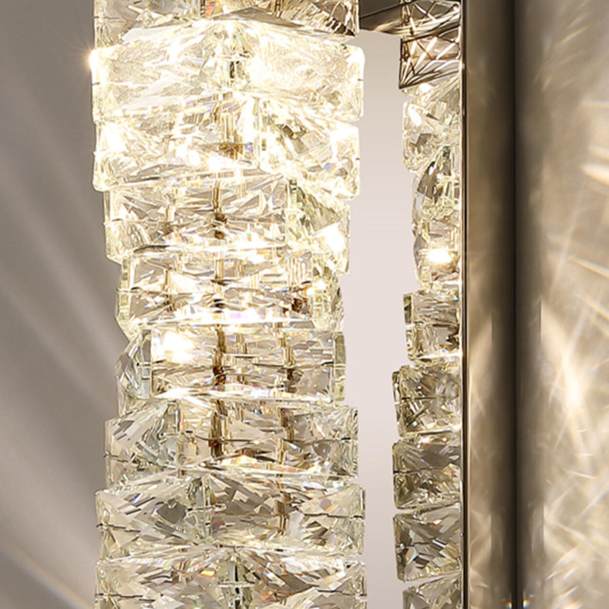 Trendy Multi-Faceted Gold Crystal Bedroom Wall Lamp Image - 21