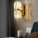 Trendy Multi-Faceted Gold Crystal Bedroom Wall Lamp Image - 22