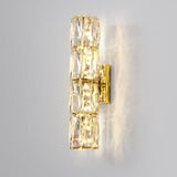 Trendy Multi-Faceted Gold Crystal Bedroom Wall Lamp Image - 5