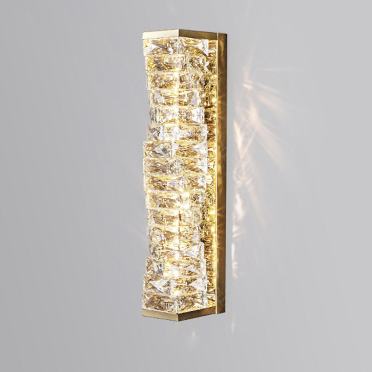 Trendy Multi-Faceted Gold Crystal Bedroom Wall Lamp Image - 8