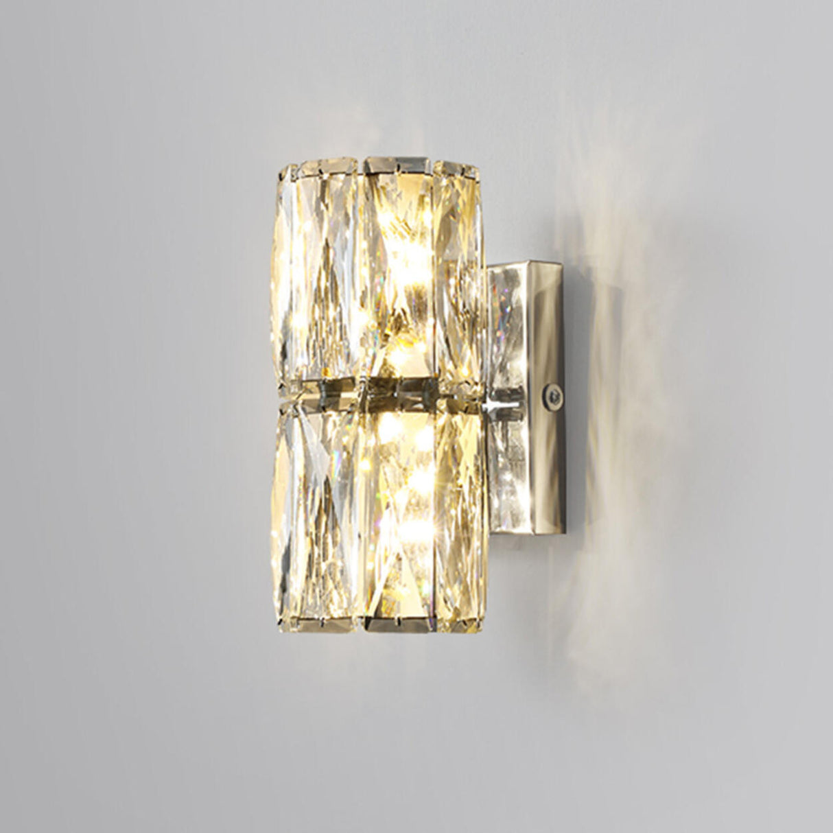 Trendy Multi-Faceted Gold Crystal Bedroom Wall Lamp Image - 9