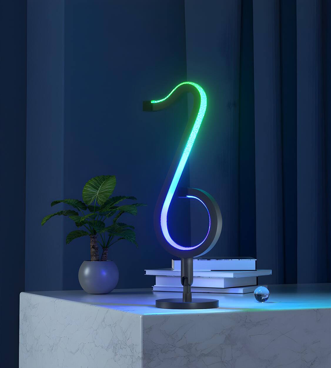 Trendy Music Note Black Metal Finish LED Table Lamp Image - 10