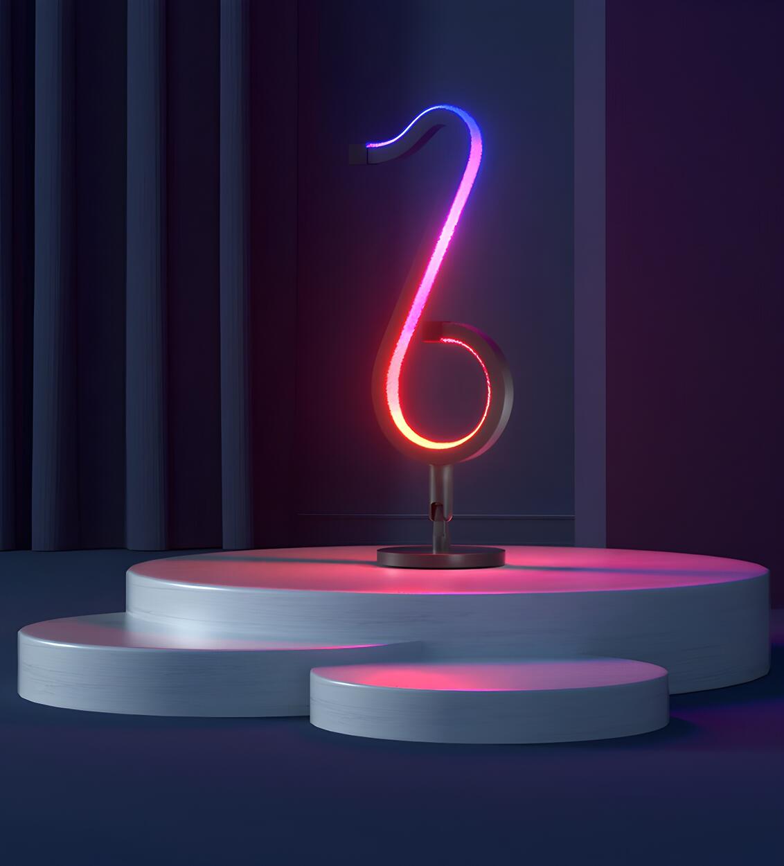 Trendy Music Note Black Metal Finish LED Table Lamp Image - 12