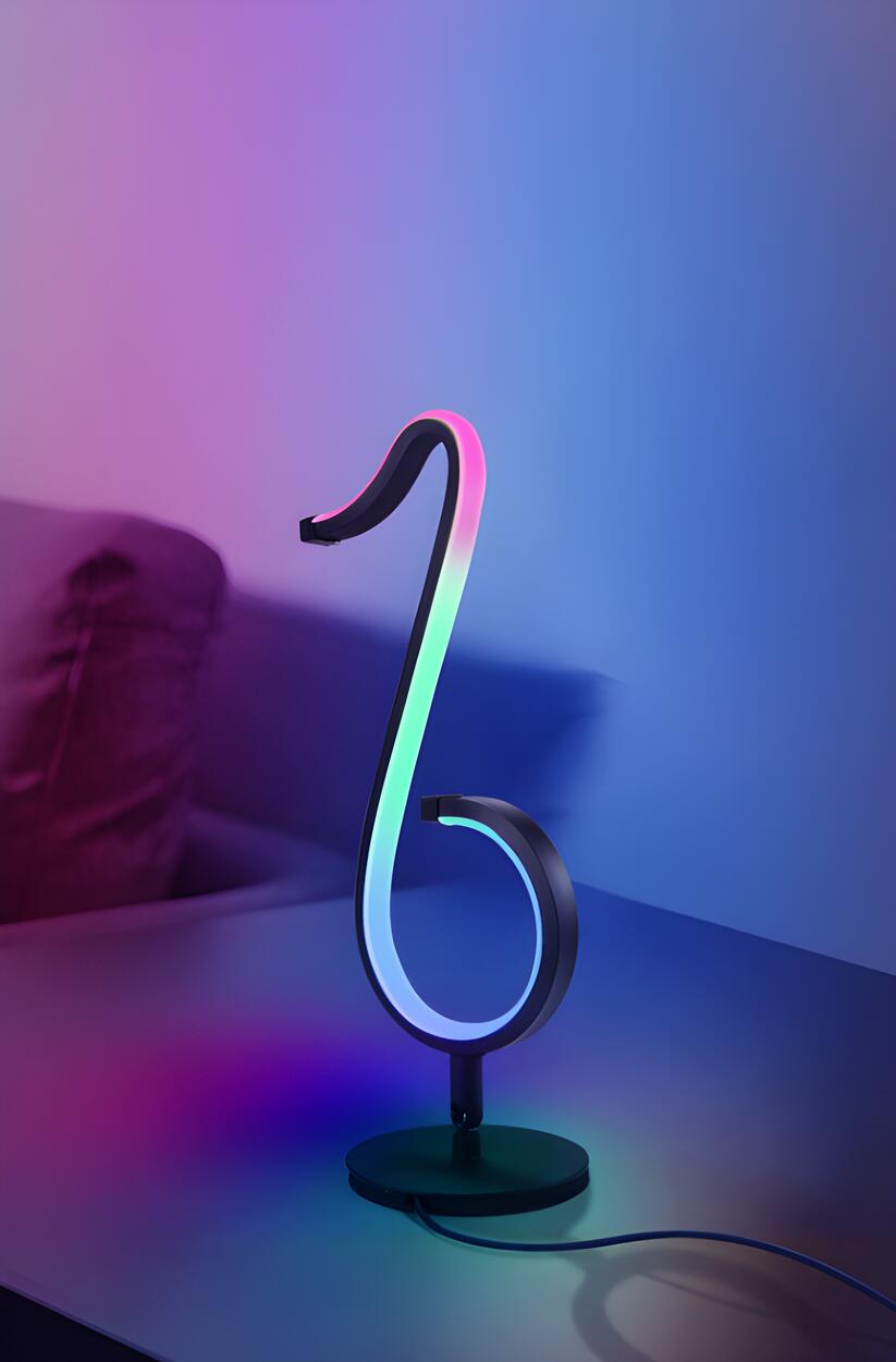 Trendy Music Note Black Metal Finish LED Table Lamp Image - 13