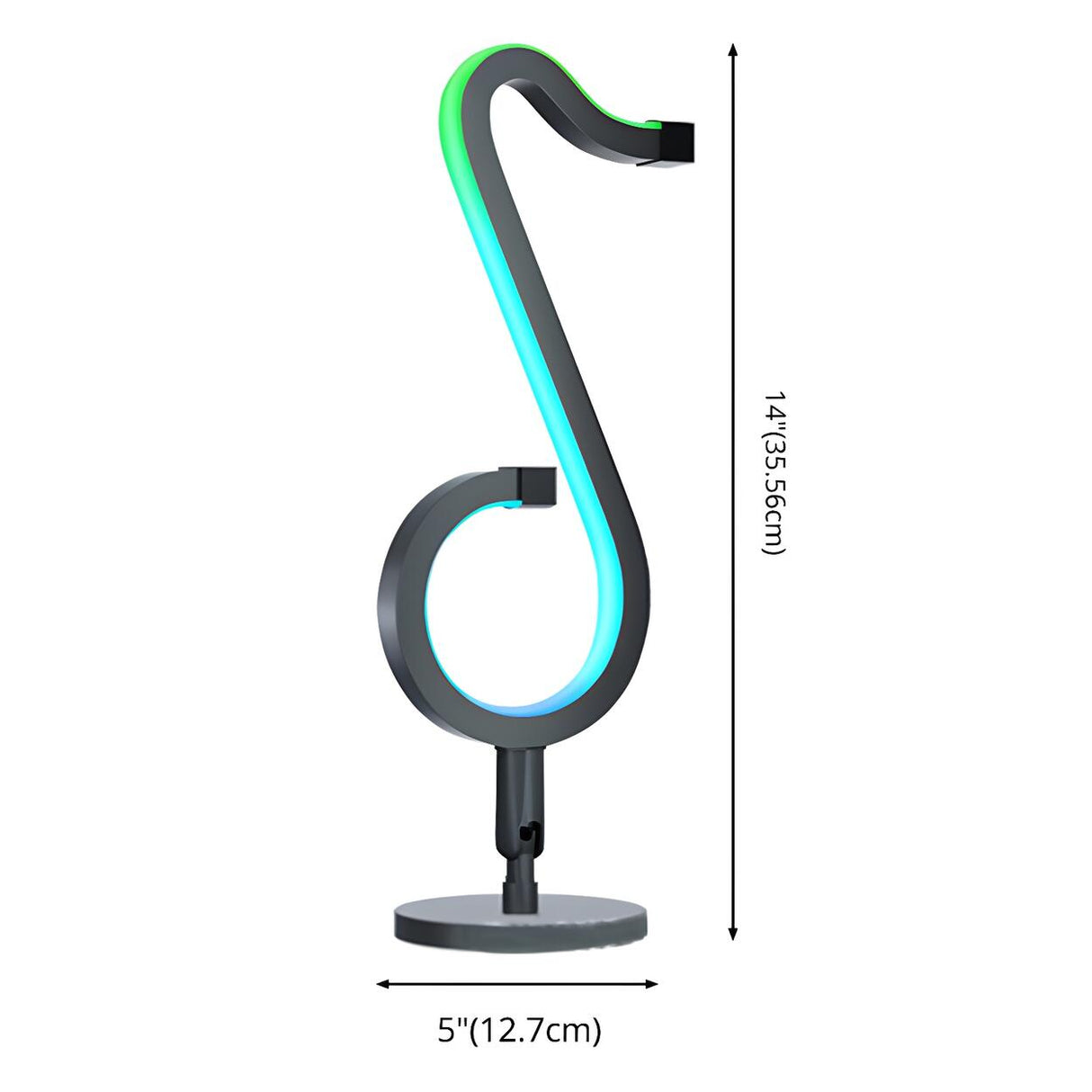 Trendy Music Note Black Metal Finish LED Table Lamp 