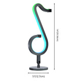 Trendy Music Note Black Metal Finish LED Table Lamp #size