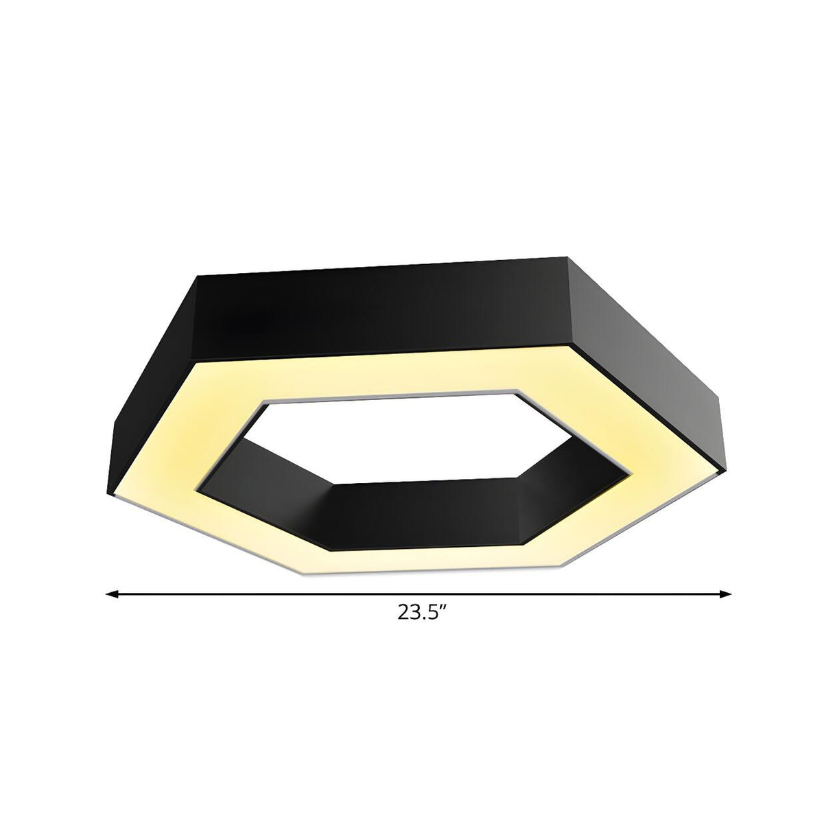 Trendy Office Black Hexagon LED Flush Mount Light Image - 5