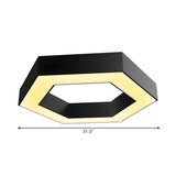 Trendy Office Black Hexagon LED Flush Mount Light Image - 6