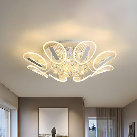 Trendy Oval Crystal Bead LED Semi-Flush Mount Light Image - 1