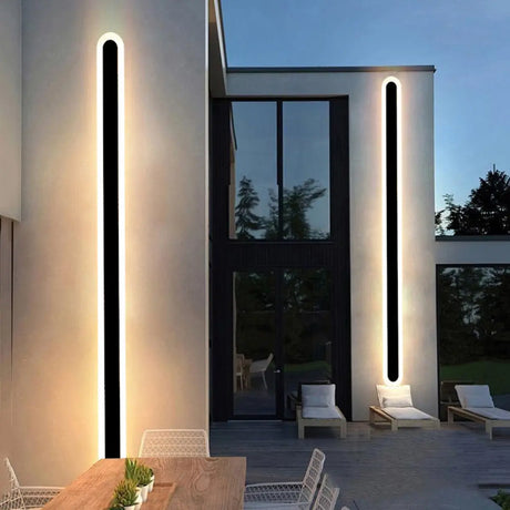 Trendy Oval Long Strip Outdoor LED Wall Light Black Image - 2