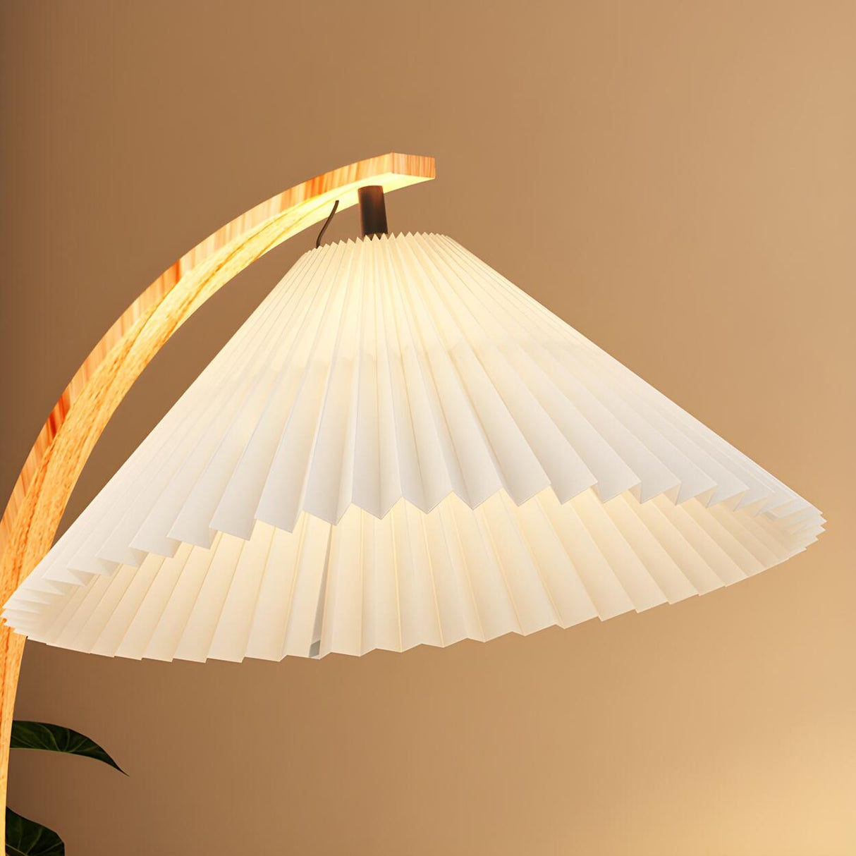 Trendy Pleated Fabric Curved Metal LED Floor Lamp Image - 11