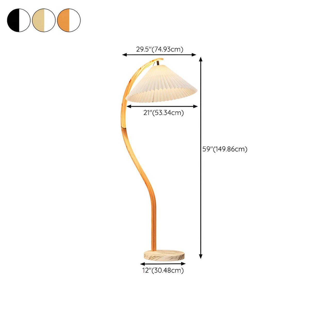 Trendy Pleated Fabric Curved Metal LED Floor Lamp 