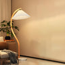 Trendy Pleated Fabric Curved Metal LED Floor Lamp Image - 5