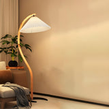 Trendy Pleated Fabric Curved Metal LED Floor Lamp Image - 7