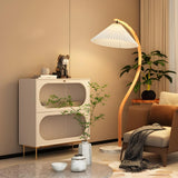 Trendy Pleated Fabric Curved Metal LED Floor Lamp Image - 8