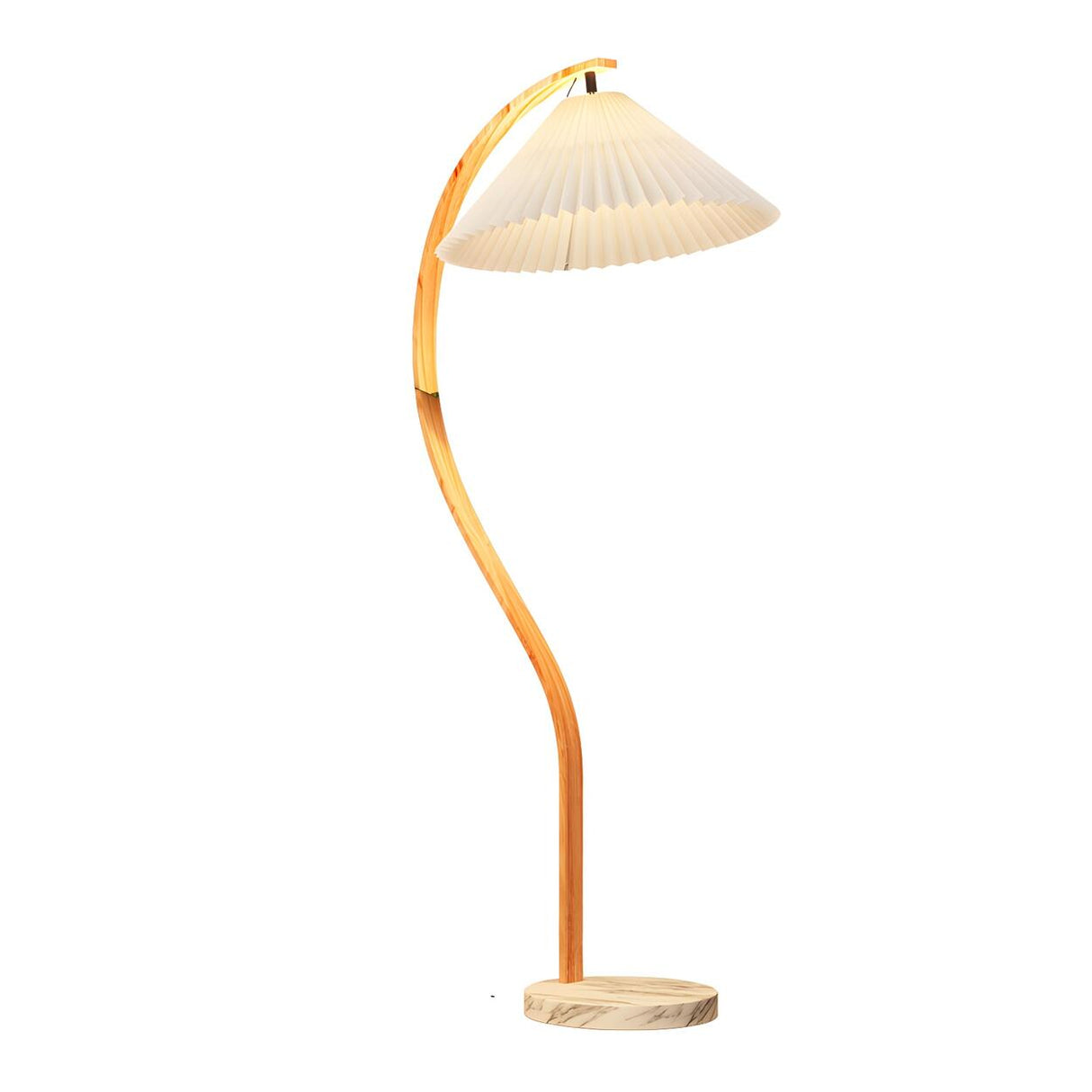 Trendy Pleated Fabric Curved Metal LED Floor Lamp Image - 9