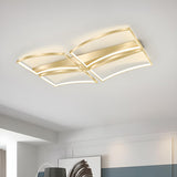 Trendy Rectangle Curved Gold LED Flush Mount Light Image - 1