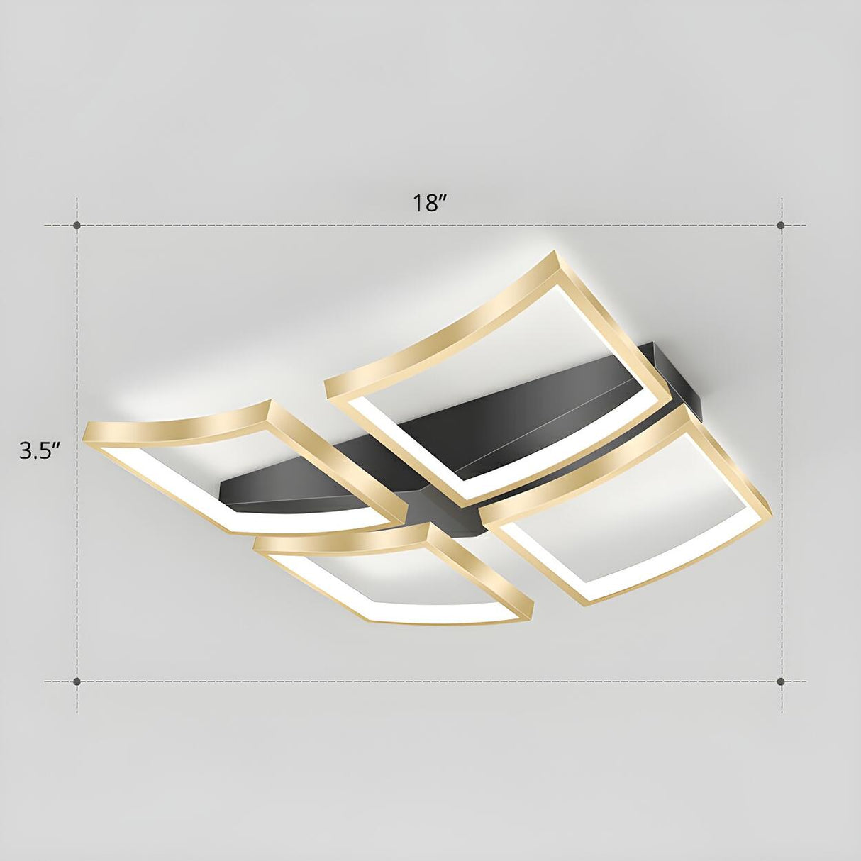 Trendy Rectangle Curved Gold LED Flush Mount Light Image - 15