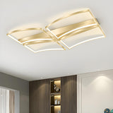 Trendy Rectangle Curved Gold LED Flush Mount Light Image - 2