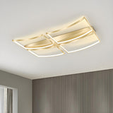 Trendy Rectangle Curved Gold LED Flush Mount Light Image - 4