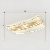 Trendy Rectangle Curved Gold LED Flush Mount Light Image - 7