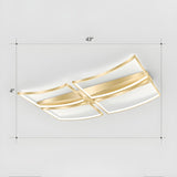 Trendy Rectangle Curved Gold LED Flush Mount Light Image - 8