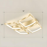 Trendy Rectangle Curved Gold LED Flush Mount Light Image - 9