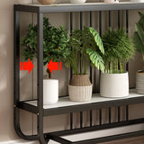 Trendy Rectangle Metal Rolling 2 Tier Plant Stand Black Image - 12