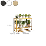 Trendy Rectangle Metal Rolling 2 Tier Plant Stand Black #size