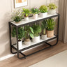 Trendy Rectangle Metal Rolling 2 Tier Plant Stand Black Image - 5