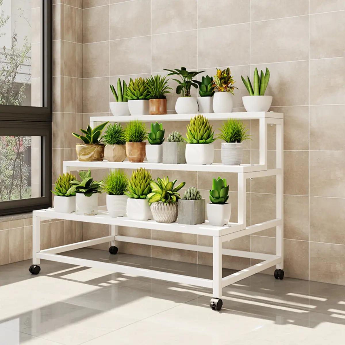 Trendy Rectangle Metal Rolling Storage Plant Stand Image - 16