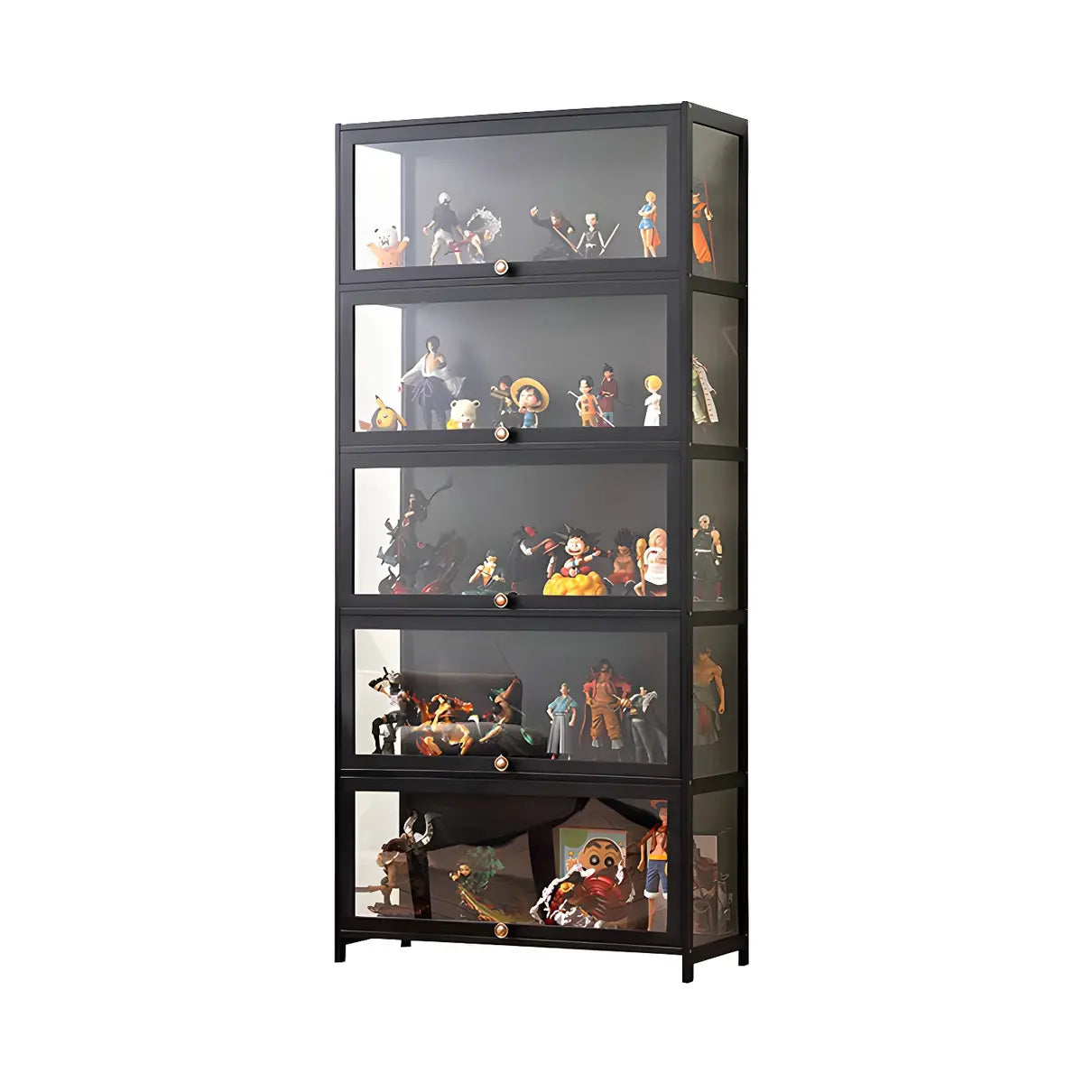 Trendy Rectangular Metal Black Curio Display Cabinet Image - 10