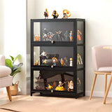 Trendy Rectangular Metal Black Curio Display Cabinet Image - 15