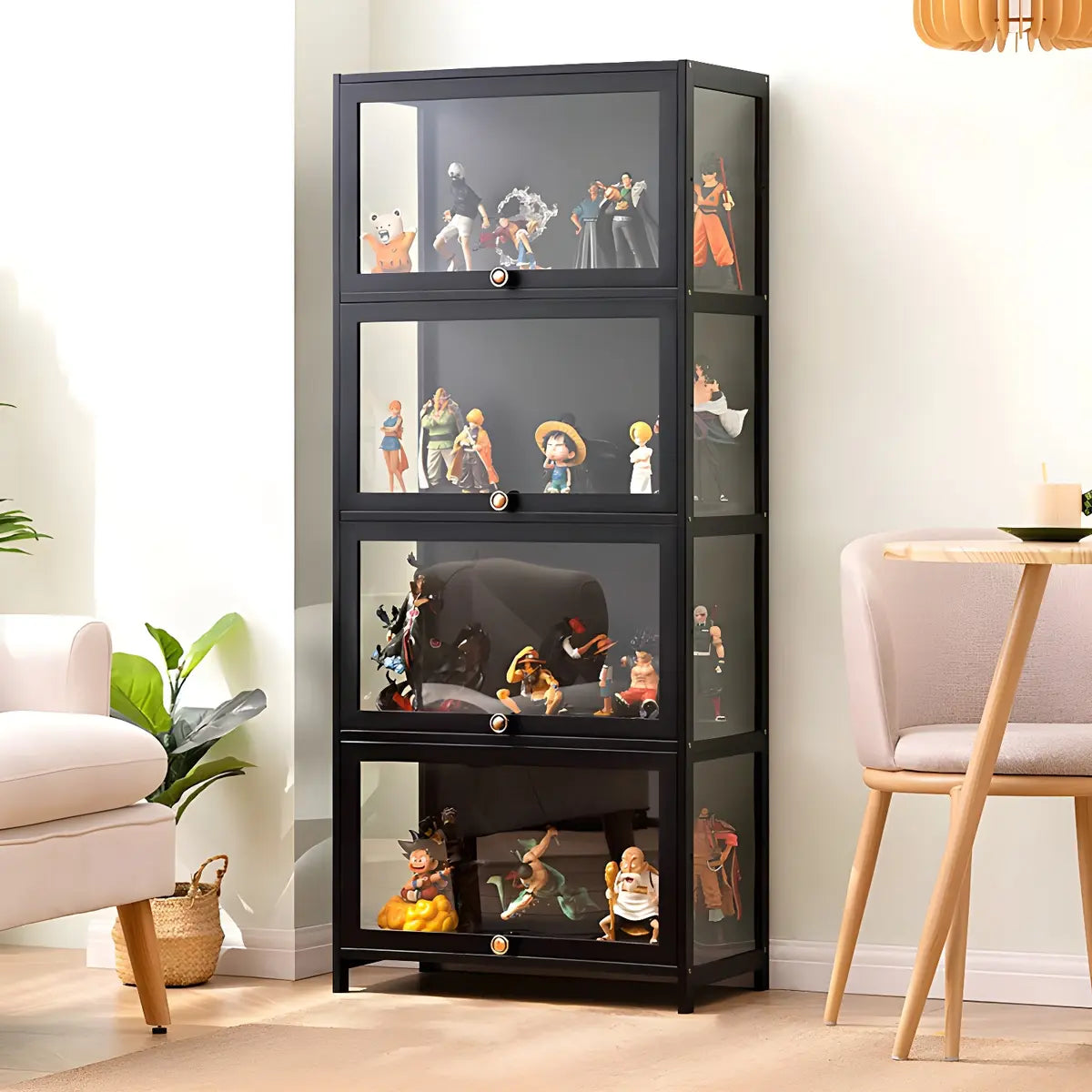 Trendy Rectangular Metal Black Curio Display Cabinet Image - 19