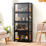 Trendy Rectangular Metal Black Curio Display Cabinet Image - 19