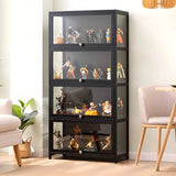 Trendy Rectangular Metal Black Curio Display Cabinet Image - 20